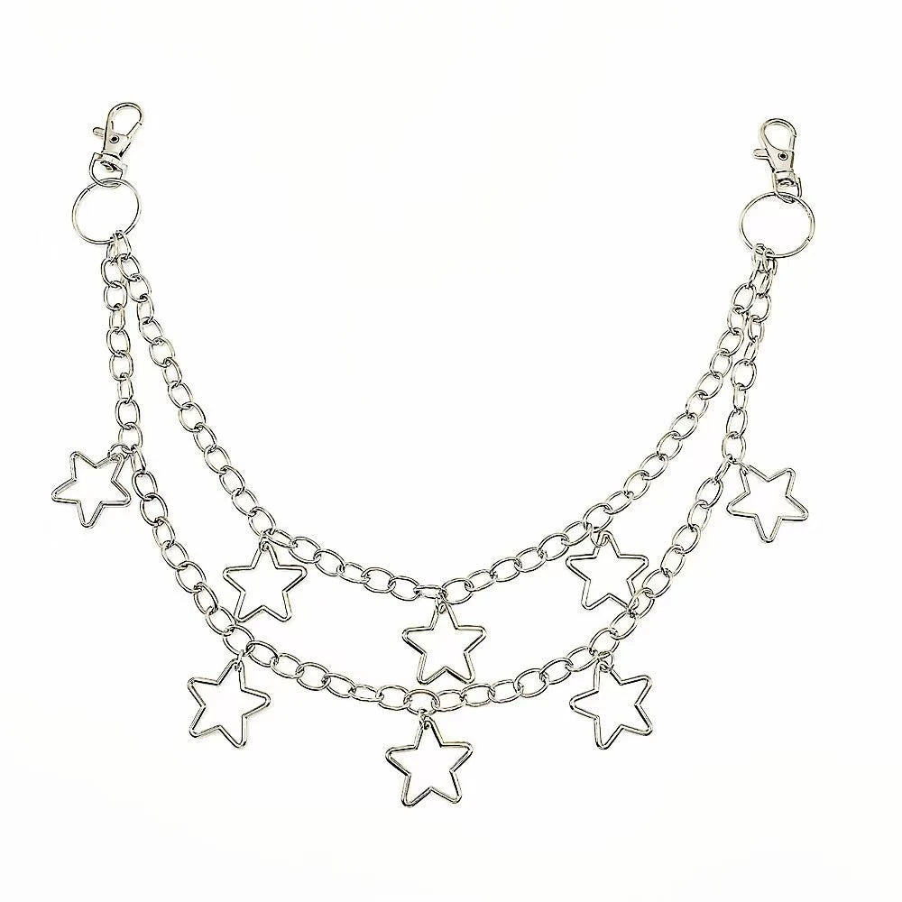 Punk Geometric Pants & Bag Chain