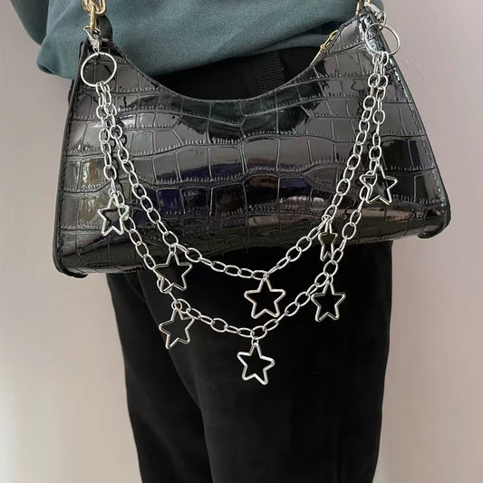 Punk Geometric Pants & Bag Chain