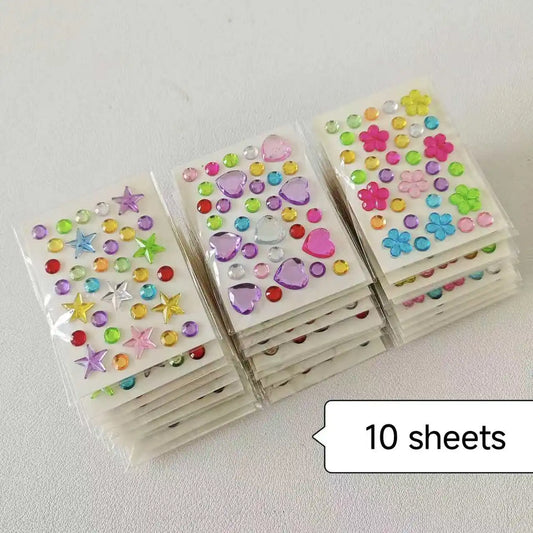 10 style wholesale colorful diamond mini sticker accessories DIY acrylic three-dimensional decoration children's and students'