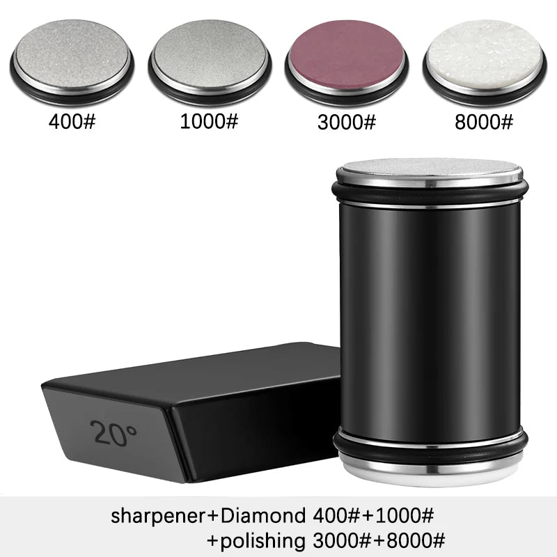 Rolling Knife Sharpener Double Sided Diamond Sharpening Stone 15/20° Degree Magnetic Angle Roller Sharpening for Kitchen Knives