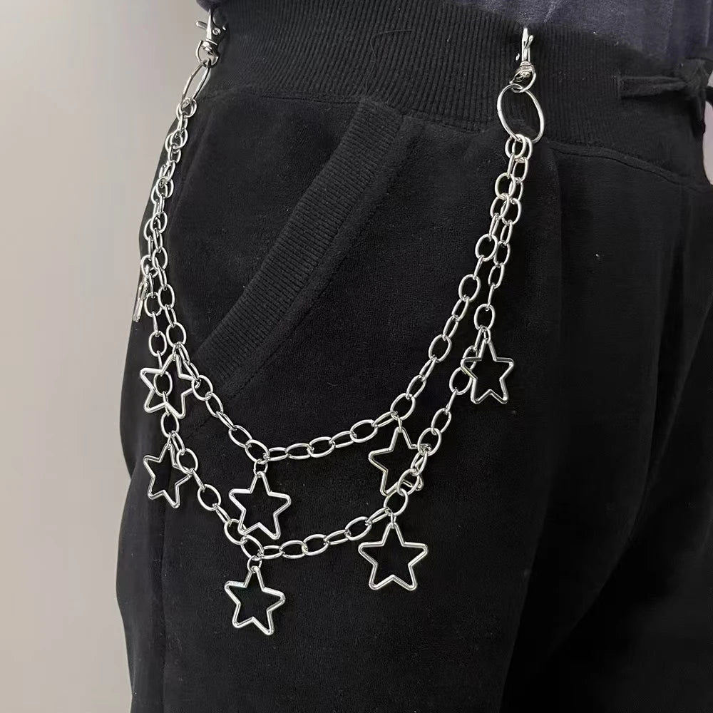 Punk Geometric Pants & Bag Chain
