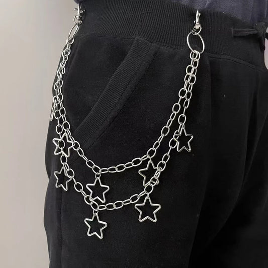 Punk Geometric Pants & Bag Chain