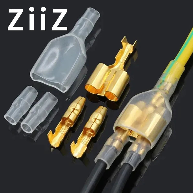 25 50sets 4.0mm bullet Crimp terminal car electrical wire connector diameter Female+Male+sheath Case Cold press terminal 1in2out