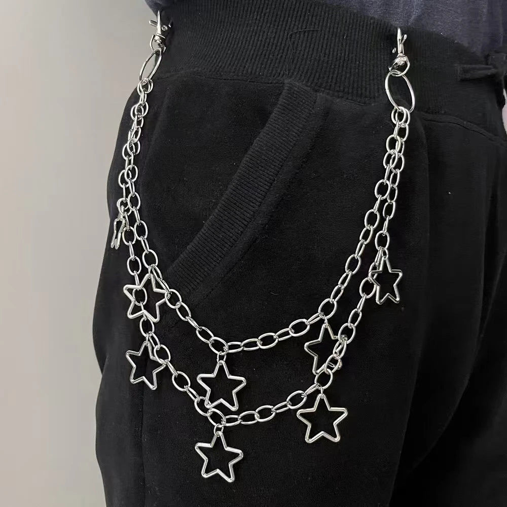 Punk Geometric Pants & Bag Chain