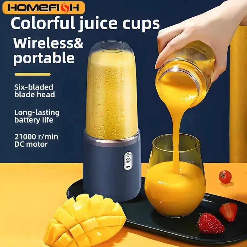 Liquidificador Portátil Elétrico – 6 Lâminas, Multifuncional (Sucos, Smoothies, Triturador de Gelo e Processador de Alimentos)