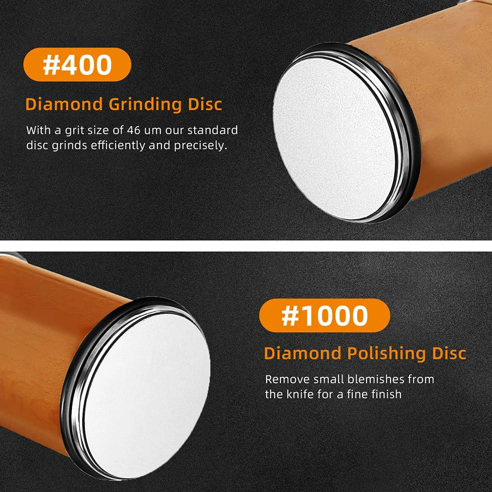 Rolling Knife Sharpener Double Sided Diamond Sharpening Stone 15/20° Degree Magnetic Angle Roller Sharpening for Kitchen Knives
