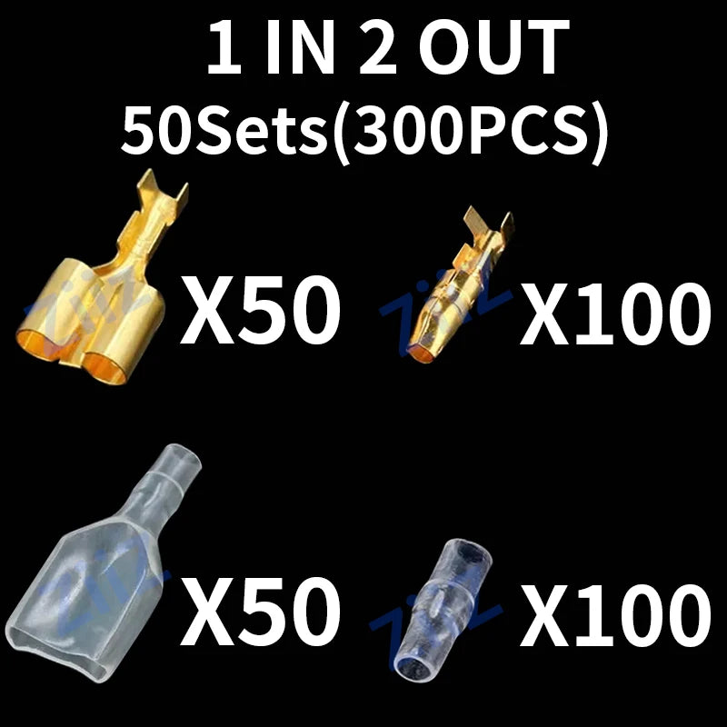 25 50sets 4.0mm bullet Crimp terminal car electrical wire connector diameter Female+Male+sheath Case Cold press terminal 1in2out