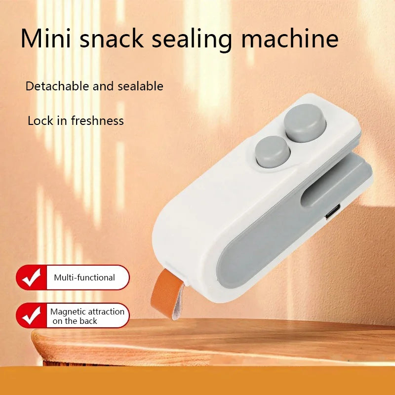 Mini Sealing Machine USB Rechargable Heat Sealer Storage Bag Plastic Package Food Sealer Clip Bag Handheld Food Heat Sealer