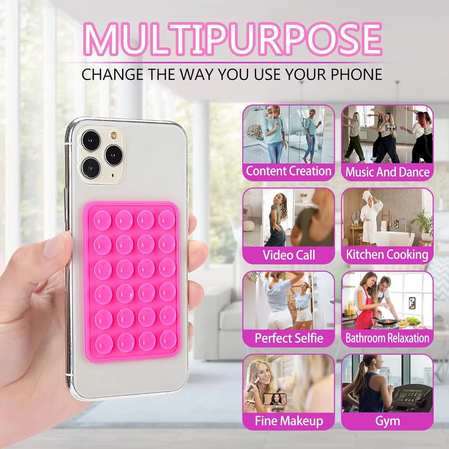 Universal Phone Stands Anti Slip Silicone Suction Cup Holder Multifunctional Backed Adhesive Phone Fixing Suction Cup Stand