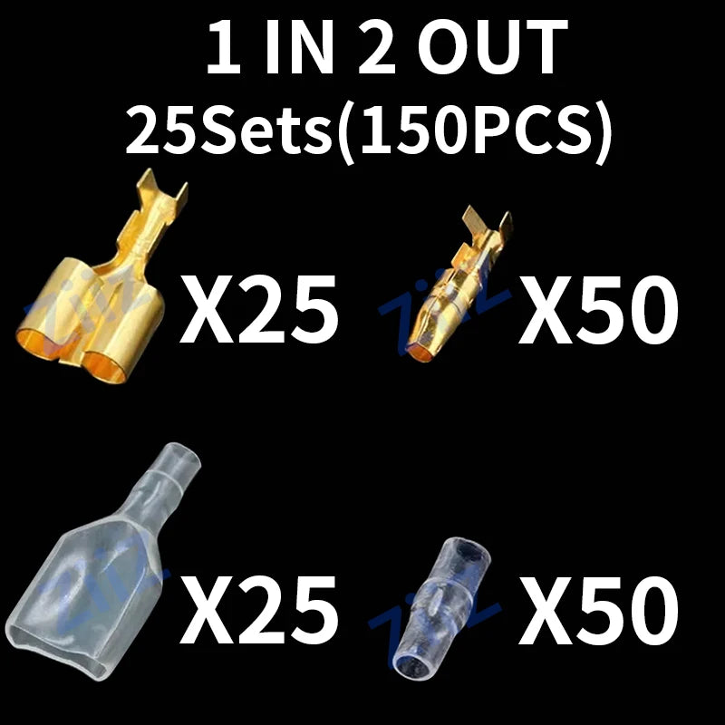 25 50sets 4.0mm bullet Crimp terminal car electrical wire connector diameter Female+Male+sheath Case Cold press terminal 1in2out