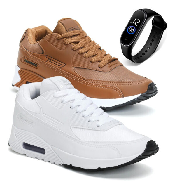 Combo 2 Pares Tênis Esportivo P Academia Caminhada + Relógio - Image 21