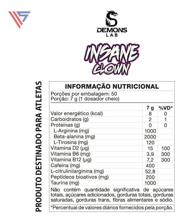 Demons Lab Suplemento Alimentar Aminoácidos Em Pó Insane Clown 350g Sabor Gummy - Image 2