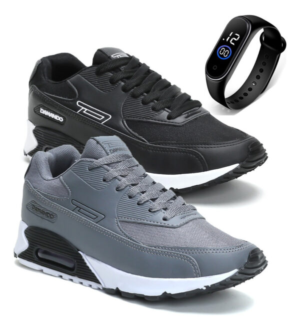 Combo 2 Pares Tênis Esportivo P Academia Caminhada + Relógio - Image 41