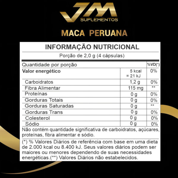 Maca Peruana Pura 500mg 120 Capsulas Jmsuplementos - Image 3