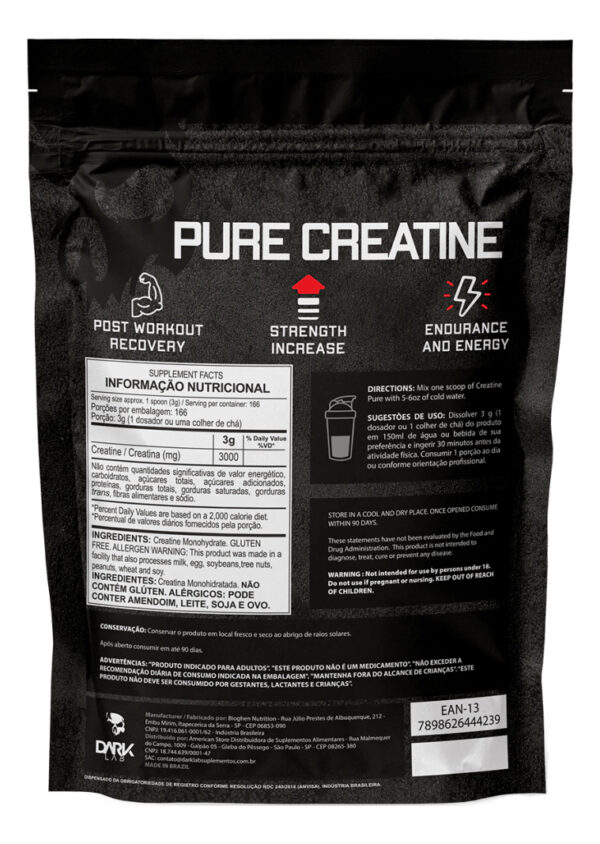 Creatina Monohidratada Pura 500g Dark Lab Unidade - Image 2