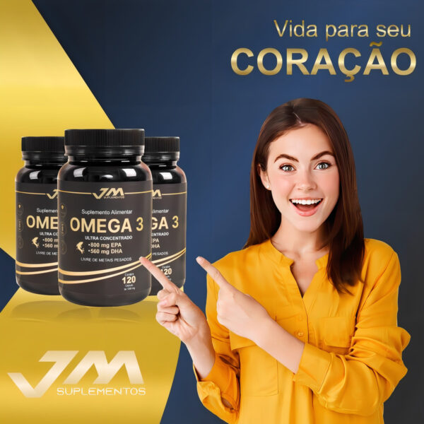 Omega 3 Em Pote Alta Concentração De Epa E Dha 120 Capsulas - Jmsuplementos Sem Sabor - Image 3