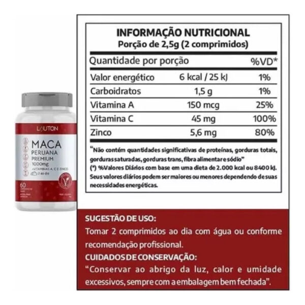 Maca Peruana Premium Vegana 2000mg 60 Cps Lauton Nutrition - Image 4