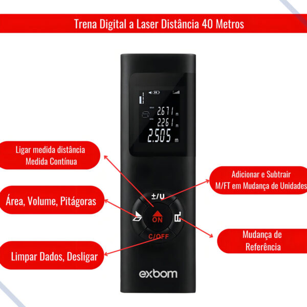 Trena A Laser Digital Medidor De Distancia Trena Laser 40m - Image 6