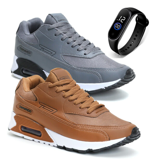 Combo 2 Pares Tênis Esportivo P Academia Caminhada + Relógio - Image 31