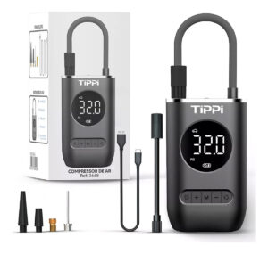 Mini Compressor Digital Tippi Bomba De Encher Pneus Bola Portátil Para Motocicletas Carro Bicicleta Preto Com Calibrador