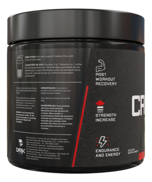 Creatina Monohidratada Em Pote 3000mg 100% Pura Dark Lab - Image 4