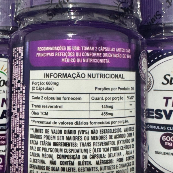 Suplemento Em Cápsula Sunfood Clinical Trans Resveratrol 98% Pure 600mg (60sofgels) Sunfood Em Pote De 100ml - Image 5