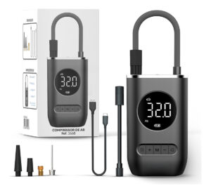 Bomba De Ar Car Air Pump Mini Compressor Portátil Calibra Encher Pneu De Carro Bike Moto Cor Preto Usb