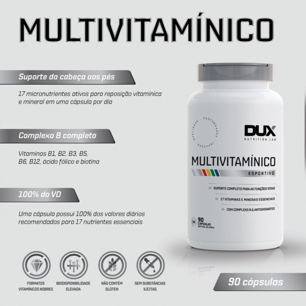Multivitamínico - Pote 90 Cápsulas Dux Nutrition Sabor Sem Sabor Tamanho Natural - Image 8