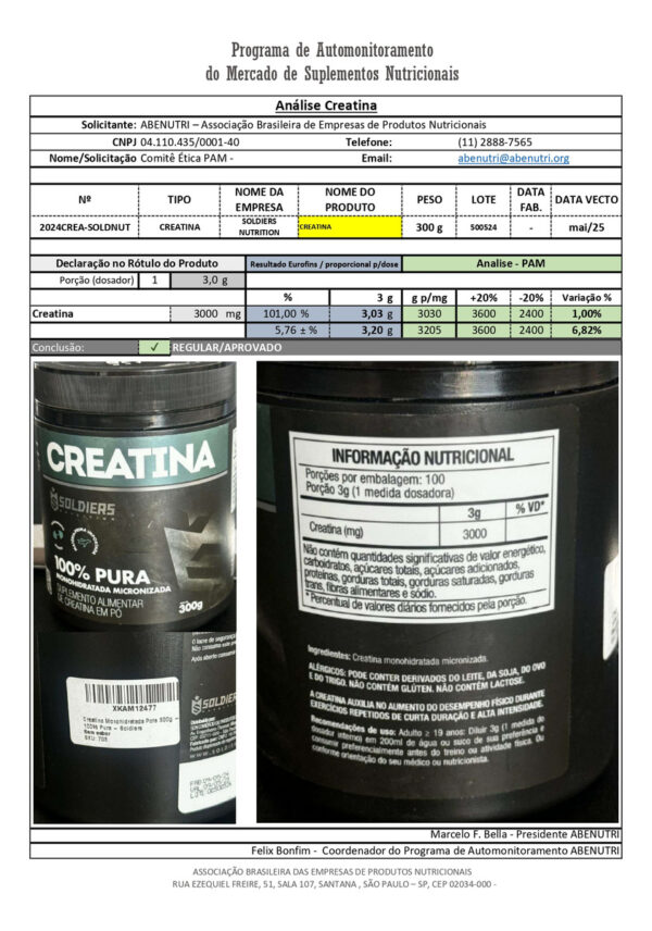 Creatina Monohidratada 500g Soldiers Nutrition Sabor Natural - Image 4