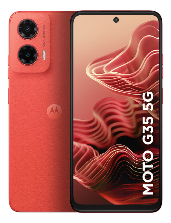 Smartphone Motorola Moto G35 5g - 256gb 12gb (4gb Ram+8gb Ram Boost) E Camera 50mp Com Ai Nfc Tela 6.7 Com Superbrilho - Coral - Vegan Leather
