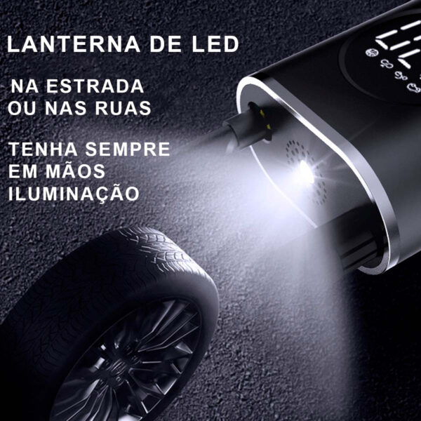 Bomba De Ar Car Air Pump Mini Compressor Portátil Calibra Encher Pneu De Carro Bike Moto Cor Preto Usb - Image 7