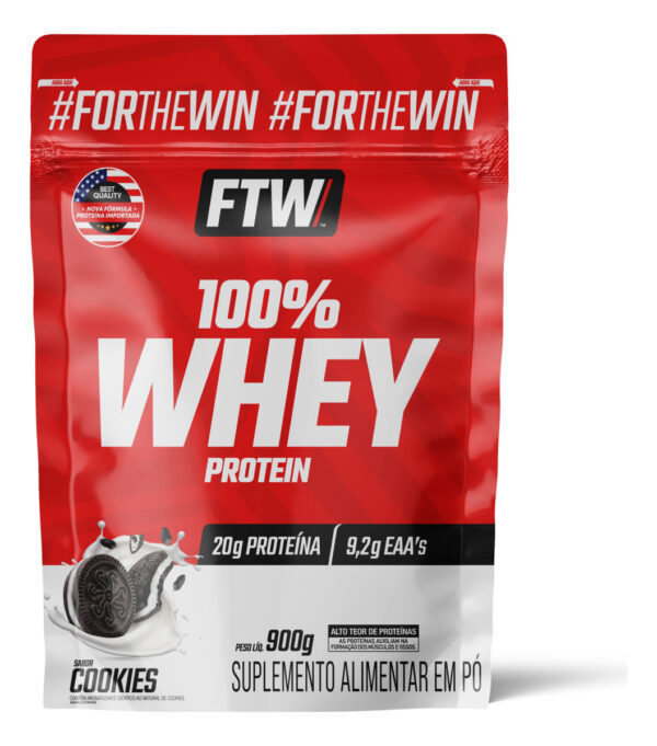 Whey Protein 100% Concentrado Refil 900g Sabor Cookies - Ftw