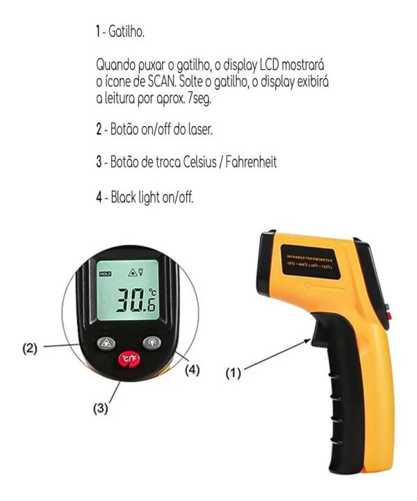 Termômetro Culinário Digital Laser Infravermelho -50º~400º C - Image 5