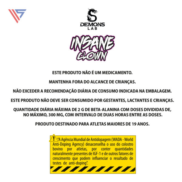 Demons Lab Suplemento Alimentar Aminoácidos Em Pó Insane Clown 350g Sabor Gummy - Image 3