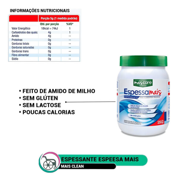 Espessante Alimentar Espessa Mais Lata 400g Mais Care Sabor Sem Sabor - Image 5